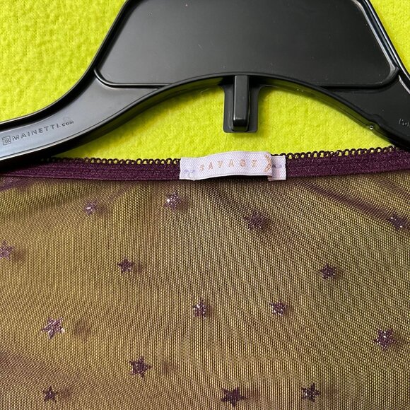 Savage x Fenty Mesh Star Burgendy Crop Top Lingerie - Picture 4 of 7